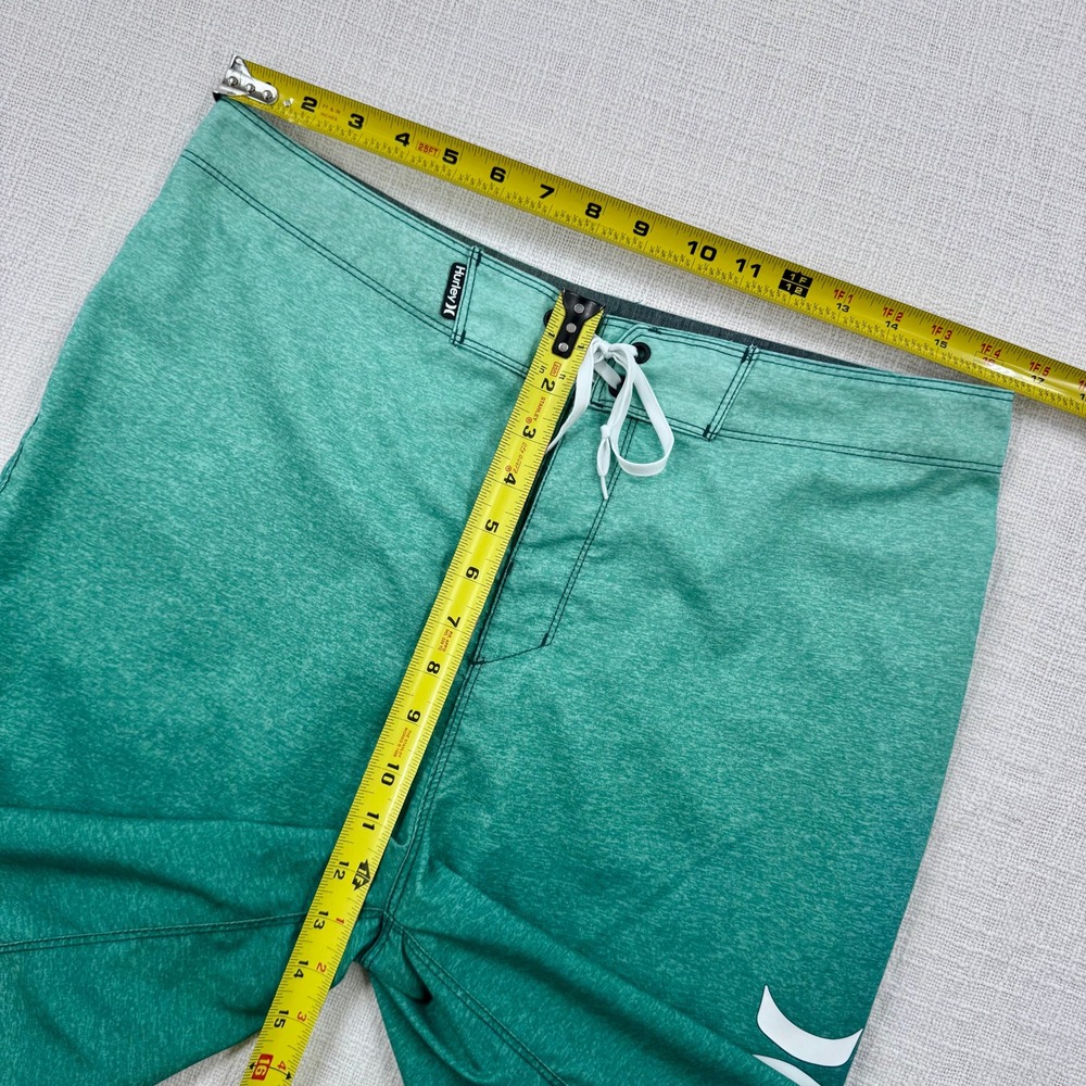 Hurley Block Party Board Shorts Mens 32 Green Heathered Swim Trunks Buckle - Picture 7 of 8